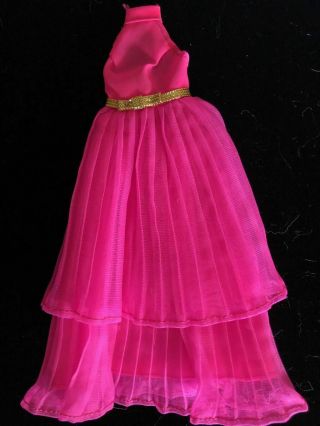 Neat Pleats Hot Pink Gown Vintage Topper Clothing Dawn Doll Crisp &