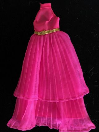 Neat Pleats Hot Pink Gown Vintage Topper Clothing DAWN Doll CRISP & 2