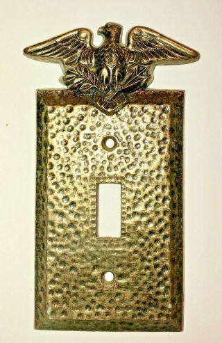 Vintage American Eagle Hammered Antique Brass Single Switch Plate 90 - T.  M.  C.  Co.