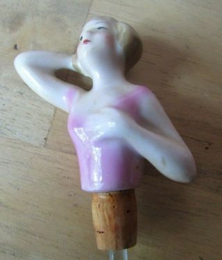 Art Deco German Porcelain Lady Perfume Bottle Half Doll 6