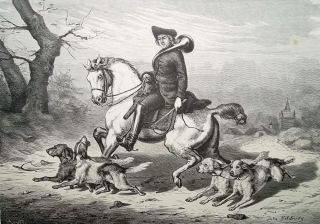 Hunting Foxes Hunter Horse Cry To Hounds Tally - Ho - 1878 Fine Quality Print