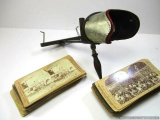 Antique Keystone View Company Stereoscope Viewer W/ 60 Stereoview Cards