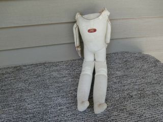 Vintage 20 " Kid Doll Body W/bisque Arms For German Bisque Head Doll,  Darling Tag