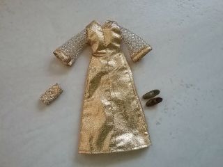 Vintage Topper Dawn Fashion Doll Glimmer Glamour Gold Gown Dress Purse