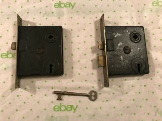 2 Old Mortise Door Locks With Skeleton Key