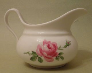 Meissen China Cross Sword Pink Rose Flower Antique Porcelain Creamer Milk Jug