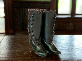 Artisan Miniature Dollhouse Vintage Victorian Ladies Boots Leather Silk Ruffles 3