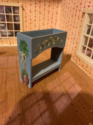 Dollhouse Miniature Artisan Signed Vintage Sofa Table / Dry Sink Hand Painted