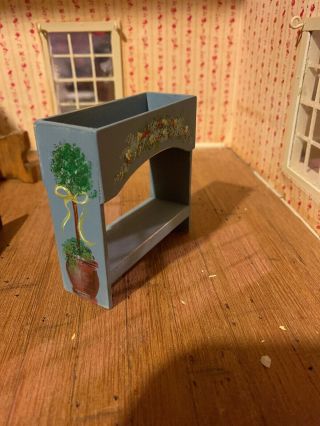 DOLLHOUSE MINIATURE ARTISAN SIGNED VINTAGE SOFA TABLE / DRY SINK HAND PAINTED 3