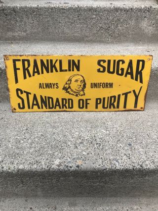 Vintage Franklin Sugar Metal Embossed Sign