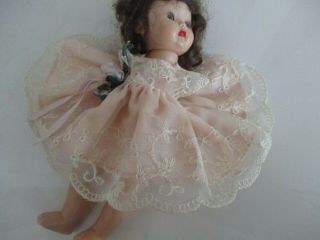 Vintage Doll Clothes Pink Embroidered Party Dress Fits Muffie Alexanderkins 8 Hp