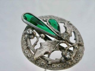 Fine Antique White Metal & Facet Cut Glass Hat Pin