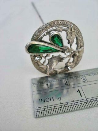 Fine Antique White Metal & Facet Cut Glass Hat Pin 3