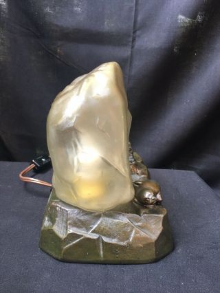 Rare Seal Hunter Bronze sculpture Desk Lamp - Vaseline Glass Shade - German - 1910 10