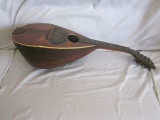 Antique European Bowl Back Mandolin Arrived U.  S.  A.  1902