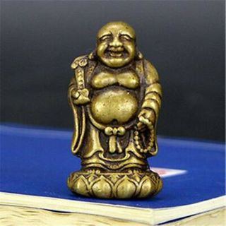 Chinese Buddhism Pure Copper Brass Bronze Maitreya Buddha Small Pendant