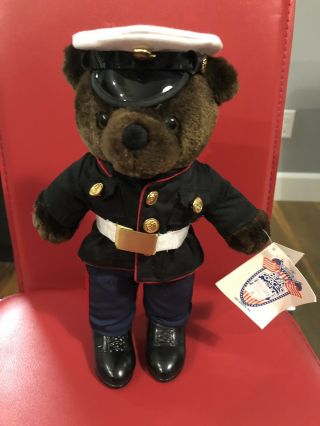 Vintage 1989 Bear Forces Of America Marine Teddy Bear Ira Green Inc.  Tags Attach