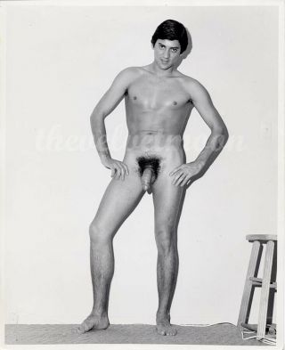 Vintage Male Nude - 8x10 Tall Lean Handsome Figure With Hands On Hips In Studio