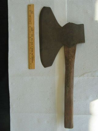 Antique 18th / 19th Century Hewing Axe W/ Handle (11 3/8 " Blade) 22 " (total)