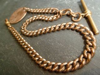 Victorian 9ct Rolled Gold Albert Pocket Watch Chain,  1862 Coin Fob
