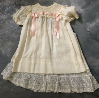 Antique Baby Or Doll Dress With Lace Bottom Slip Early 1900’s