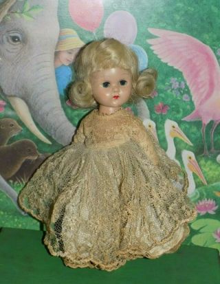 Vintage Vogue Ginny Doll Blonde In Old Lace Dress