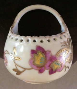 Limoges - Antique Fine French Porcelain Hand Painted Basket Ls&s