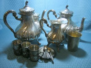 Vintage Italian German Silver 800 Tea Set Cup Holder Saucer Scrap Or Use 2460g