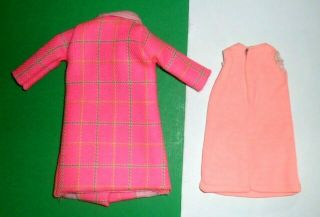 Clone doll clothes Barbie Maddie Mod Tressy Sindy HOT PINK PLAID COAT W DRESS 2