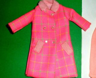 Clone doll clothes Barbie Maddie Mod Tressy Sindy HOT PINK PLAID COAT W DRESS 3