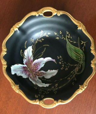 Antique Rosenthal Porcelain Bowl,  Design Pompadour - Black With Gold Rim