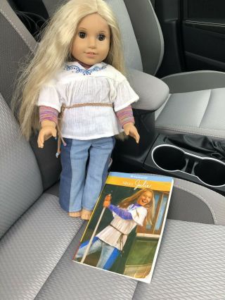 American Girl Julie Albright Blonde Hair 1970s Character Doll.  With Book