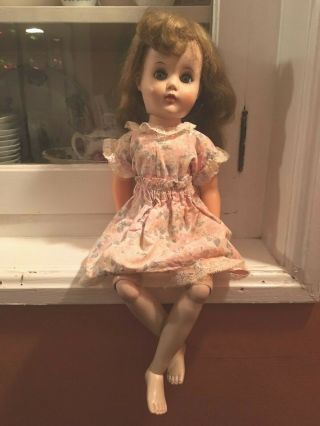 Vintage 18 " Fashion Doll Blue Eyes Jointed Knees Ankles Unmarked