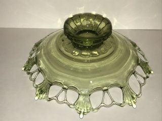 Antique Lace Edge Pedestal Fruit Salad Dessert Green Depression Glass Bowl 4