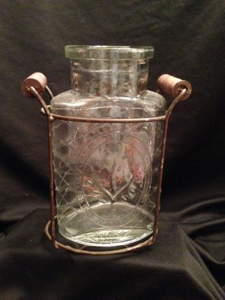 Vintage Retro Rustic Clear Glass Jar Flower Vase Bottle Home Decor Accents 7.  5 "