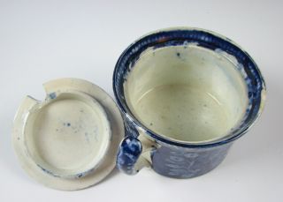 Antique Dark Blue Staffordshire Transferware Mustard Pot Two Girls circa 1825 6