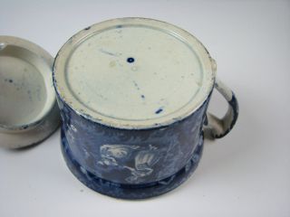 Antique Dark Blue Staffordshire Transferware Mustard Pot Two Girls circa 1825 7