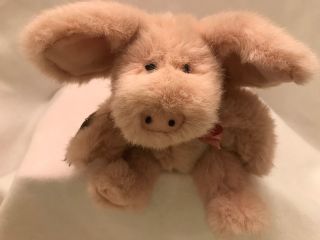 Boyds Pig Pink Long Fur Stuffed Plush Jointed Farm Animal Toy Retired 9 " Rare