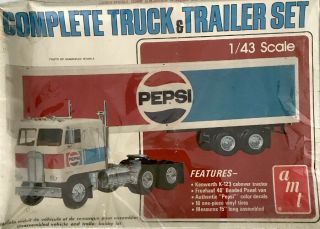 Vintage Amt Pepsi Complete Truck & Trailer Model 1/43
