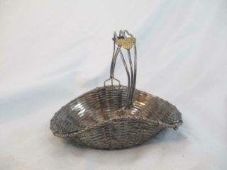 Vintage Metal Wired Molded Basket Antique Bisque Doll Accessory Child Size