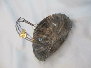 Vintage Metal Wired Molded BASKET Antique Bisque Doll Accessory Child Size 5