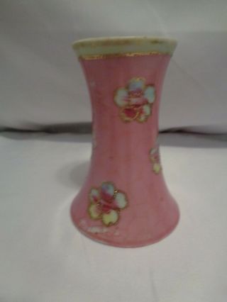 Antique Nippon Gilt Moriage Victorian Pink Porcelain Hat Pin Hatpin Holder