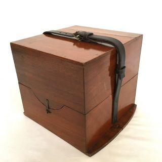 Unique Antique Mahogany Case Jewellery Trinkets Storage Display Marine Box
