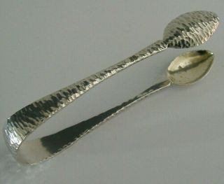 RARE ARTS & CRAFTS SOLID SILVER SUGAR TONGS CHRISTOPHER DRESSER ? 1887 ANTIQUE 2