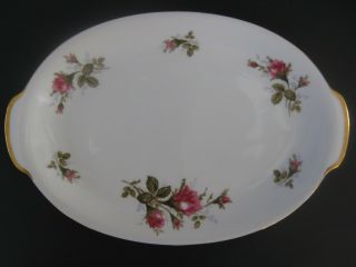 Vintage Moss Rose - Pink Flower/ Gold Trim/ White China Platter/ Serveware - Japan
