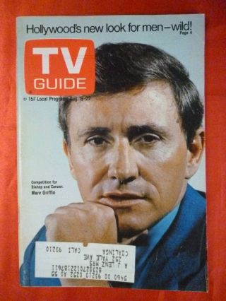 Cen.  California August 16 1969 Tv Guide Merv Griffin Joan Crawford Robert Wagner