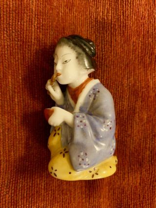 Antique 1870 Royal Worcester Rare Earliest Japanese Girl Candle Snuffer Figurine