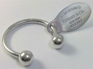 Vintage Hallmarked Sterling Silver Tiffany & Co.  Key Ring & Tag – 2010 (35g)