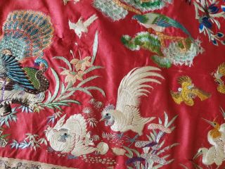 ANTIQUE 19TH CENTURY CHINESE SILK TAPESTRY EMBROIDERY ORIENTAL TABLE RUNNER 5ft 11