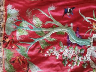 ANTIQUE 19TH CENTURY CHINESE SILK TAPESTRY EMBROIDERY ORIENTAL TABLE RUNNER 5ft 12